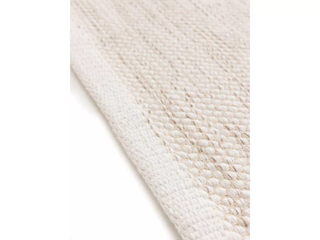 Tapis de couloir en coton tissé main Ron Crème 70x200 cm