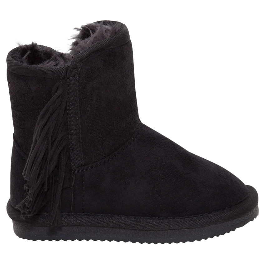 Bottines fourrées à franges effet suédine du 28 au 38