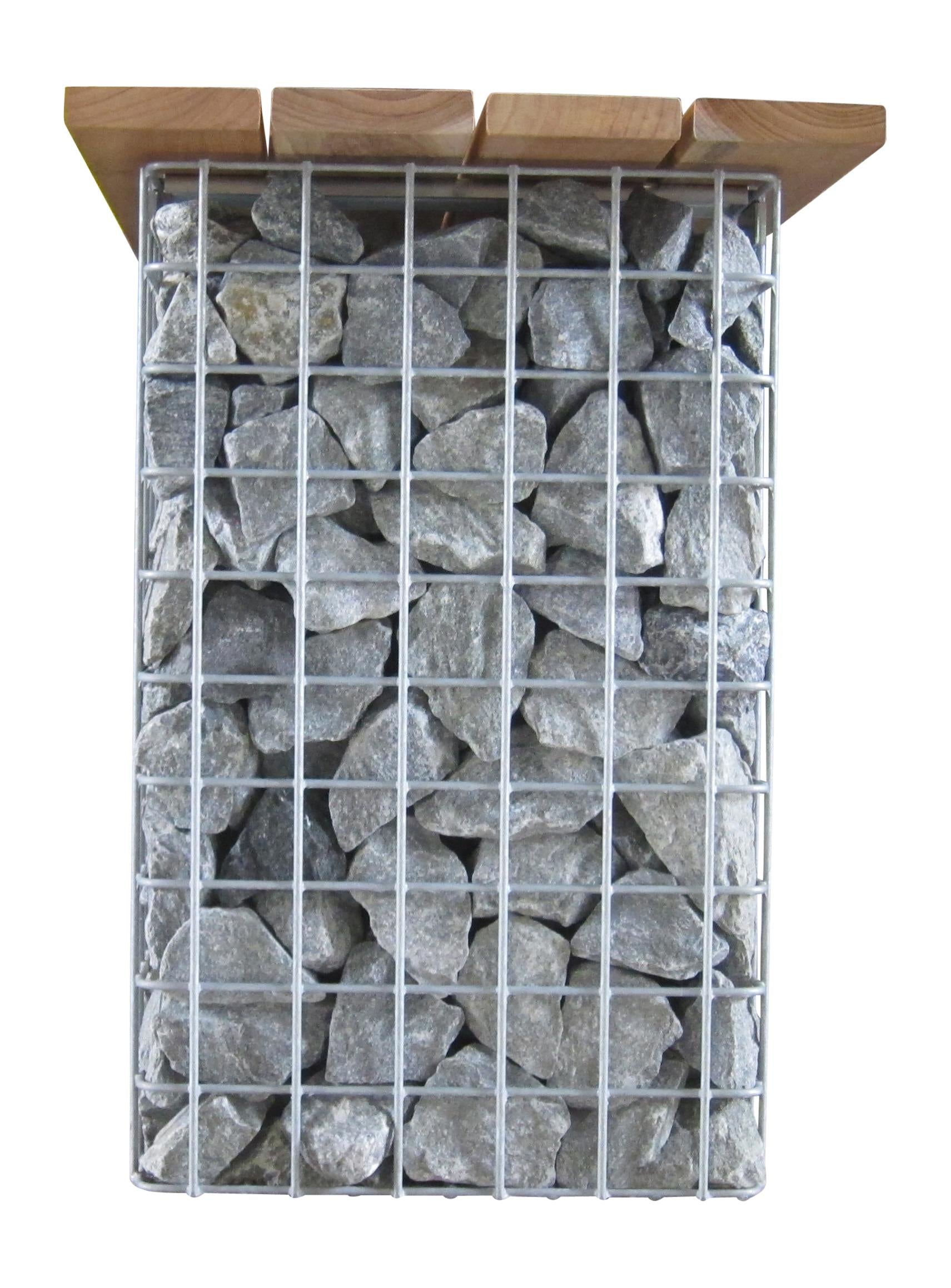 Gabiona Gartenbank 102 x 50 x 32 cm TEAK MW 5 x 5 cm, feuerverzinkt