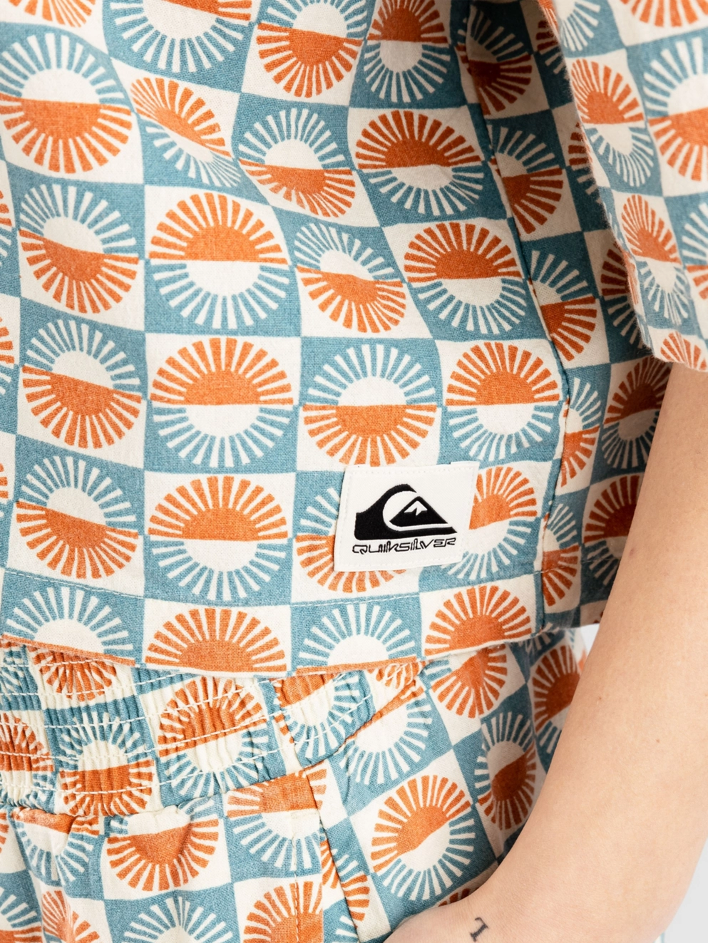 Quiksilver Dad Crop Fit Cotton Shirt brittany blue florever