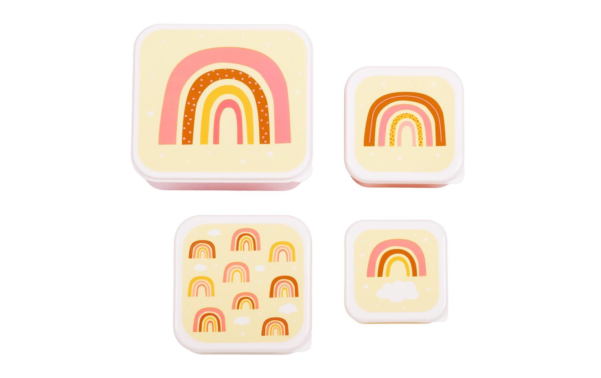 Lunchbox & Snack Box Set RegenbogenLunch- und Snackbox Set mit praktischem Spender
