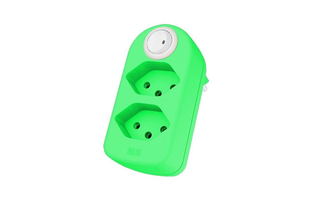 Mehrfachstecker maxAdapt BS, 2 x T13, Schalter, Fl-GrünAbzweigstecker mit Berührungsschutz