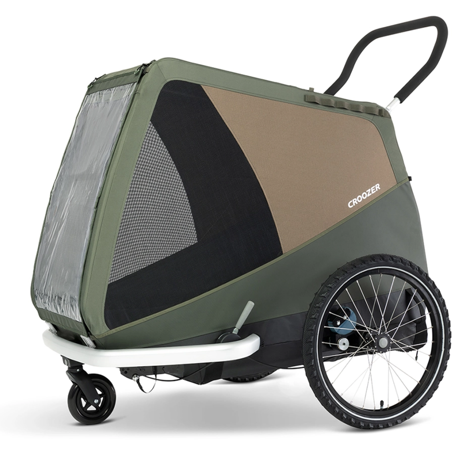 CROOZER Hundefahrradanhänger Dog Tammo Moss green inklusive Hundebett Asphalt grey
