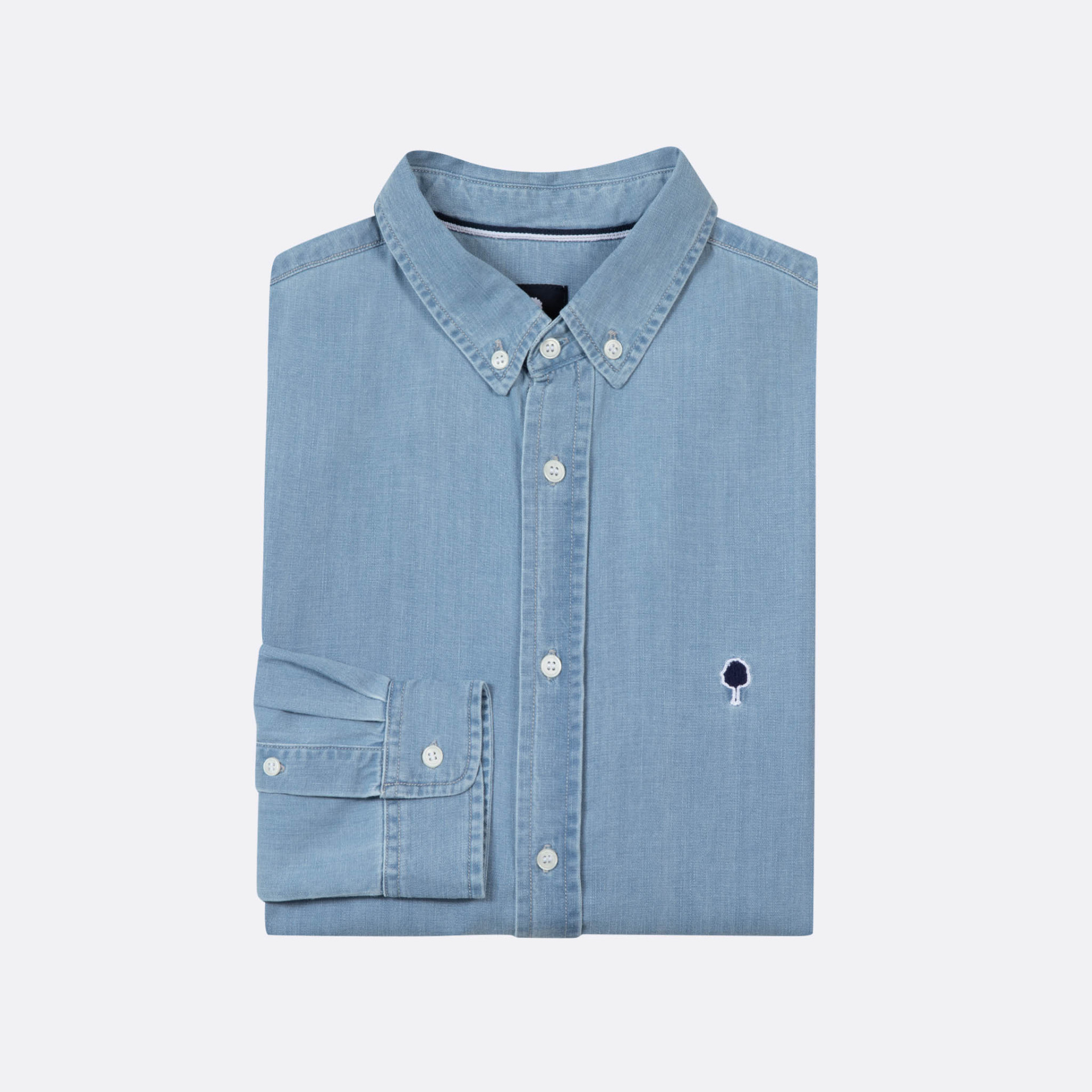 Chemise classique denim clair coton - modèle Ivoy