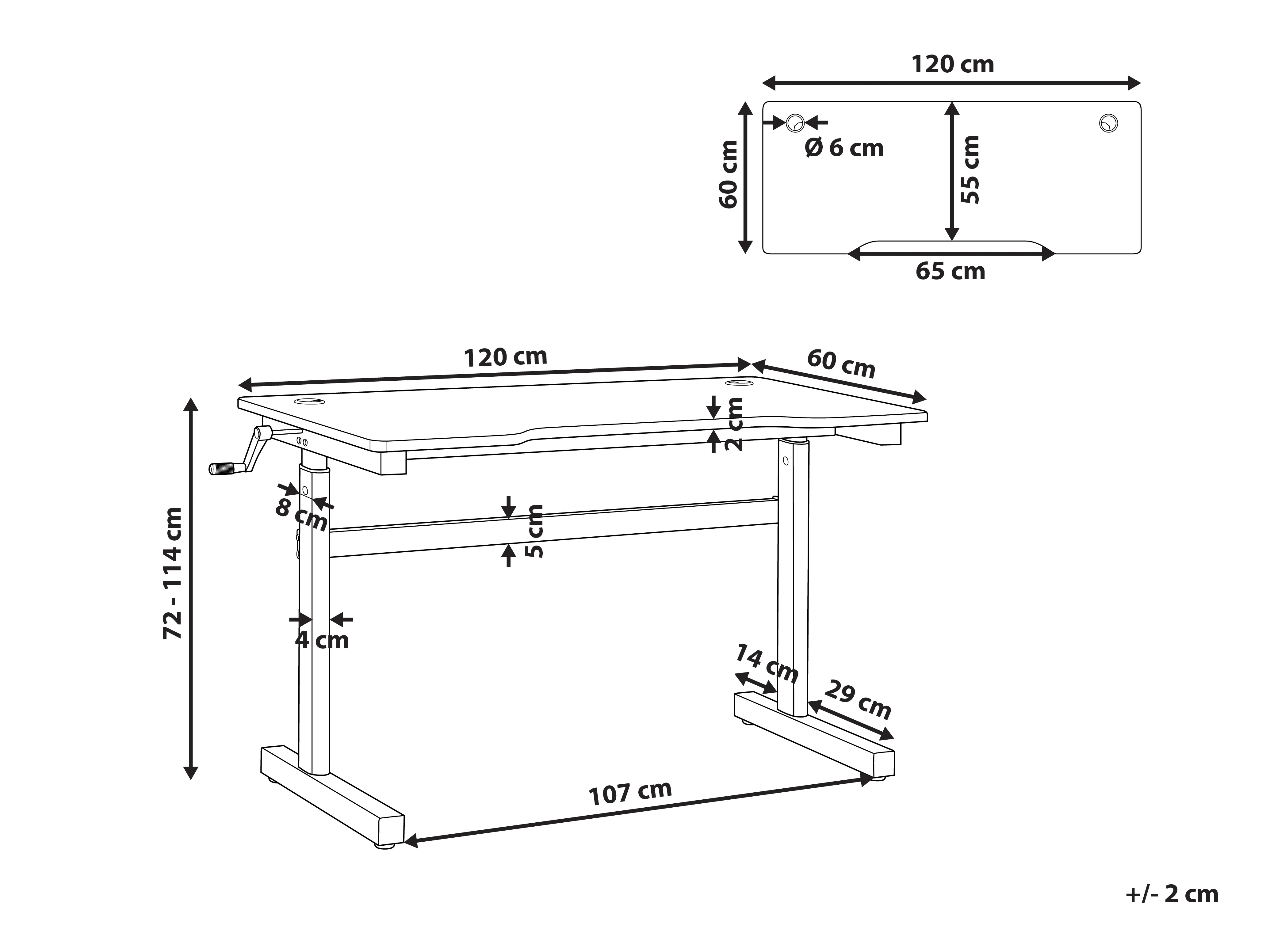 Handmatig verstelbaar gamebureau DURBIN Zwart 120 cm 60 cm RGB LED