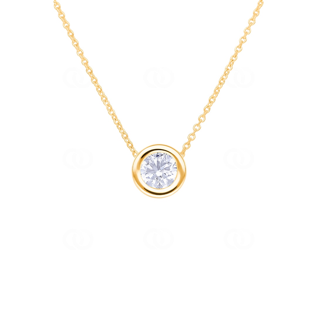 Collier mit Anhänger 750/18 K Gelbgold mit GIA-Diamant 0.70 ct H/si in Zargenfassung