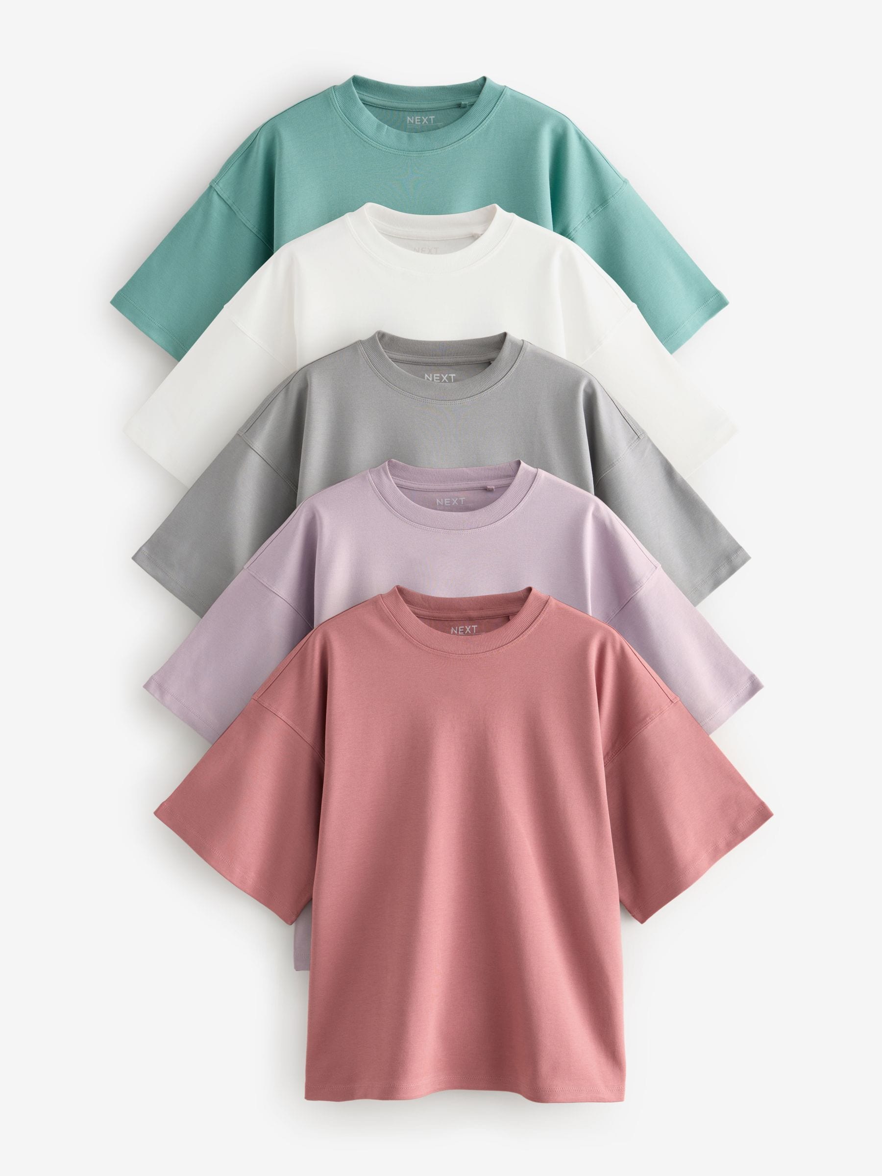 Multi - Verpakking van 5 100% katoenen boxy T-shirts met korte mouwen