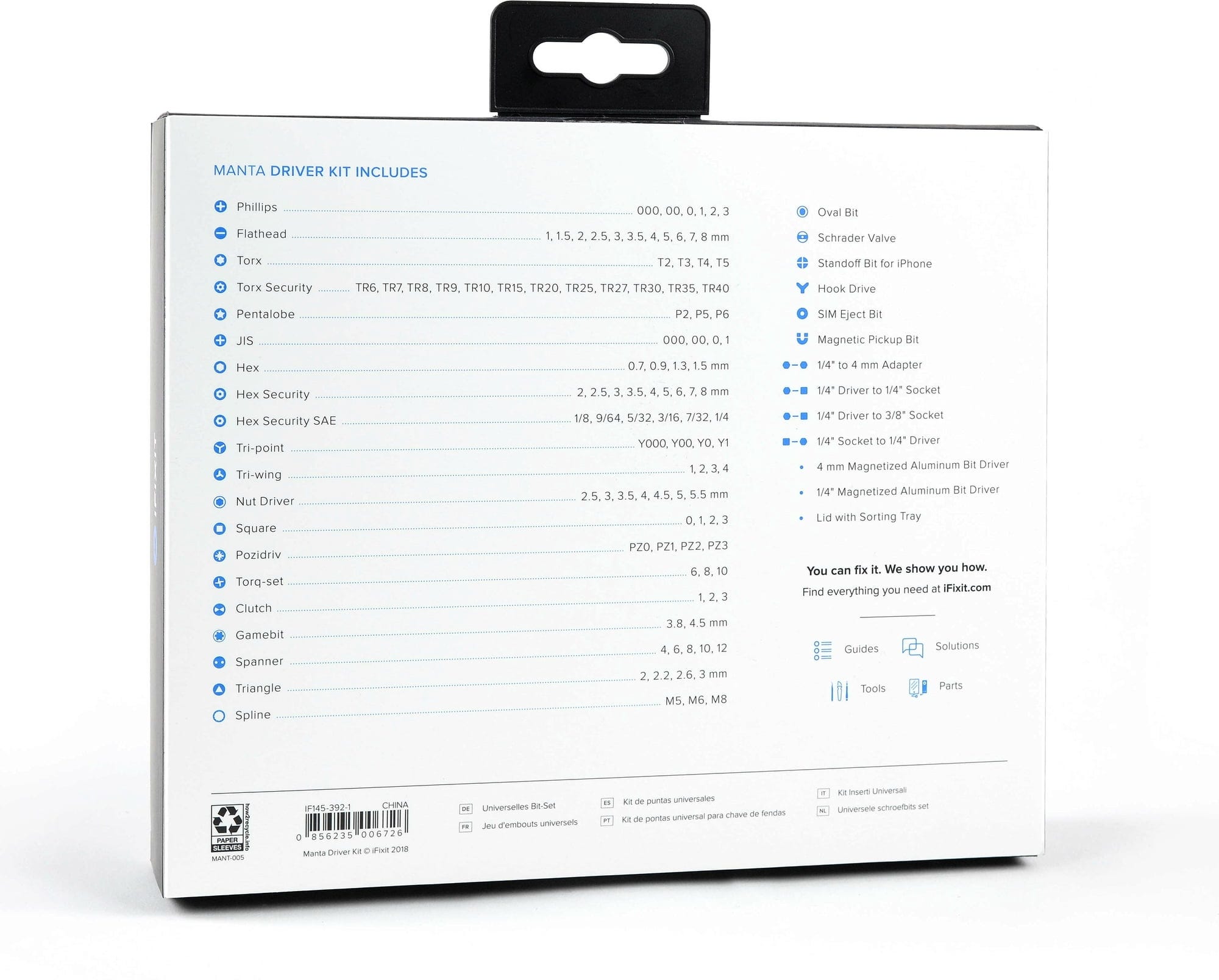 iFixit  Manta Precision Bit Set    Umfangreiches Kit mit 112 Stahlbits für jede Schraubenart und -größe
