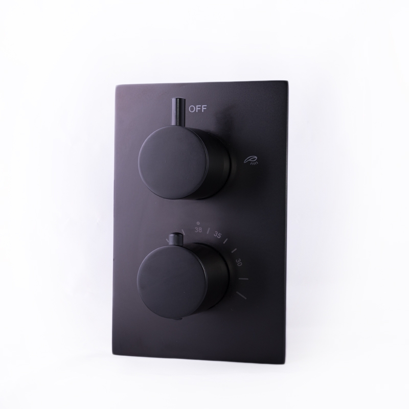 Saniclear Nero thermostatische inbouw badkraan met afvoer / overloopcombinatie