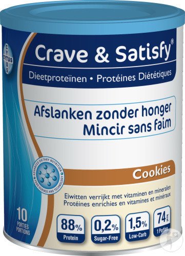 Crave & Satisfy Protéines Diététiques Cookies Poudre Pot 200g