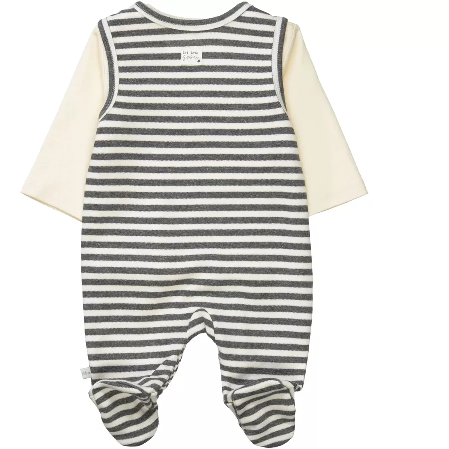 Staccato Strampler+Shirt graphit melange gestreift