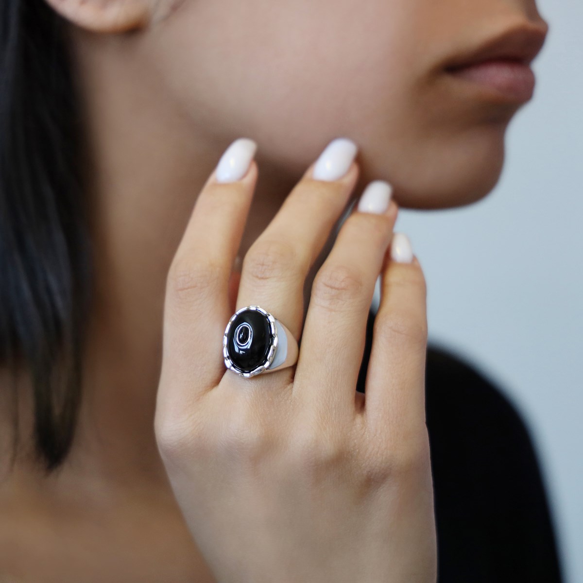 Bague Argent Clothide  Pierre Onyx