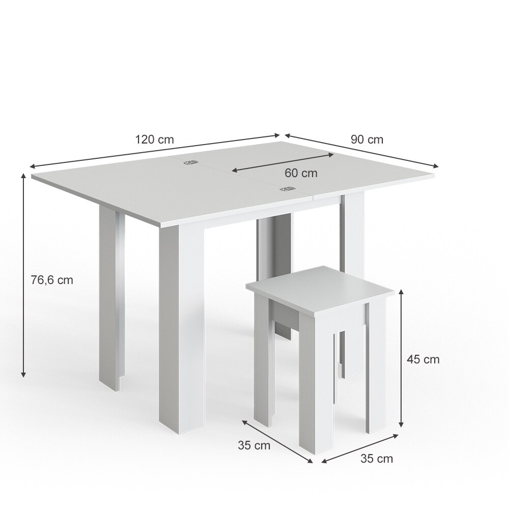 Vicco Eckbankgruppe Küchentisch Roman weiß Esstisch 120x90cm Hocker Essgruppe Esszimmertisch