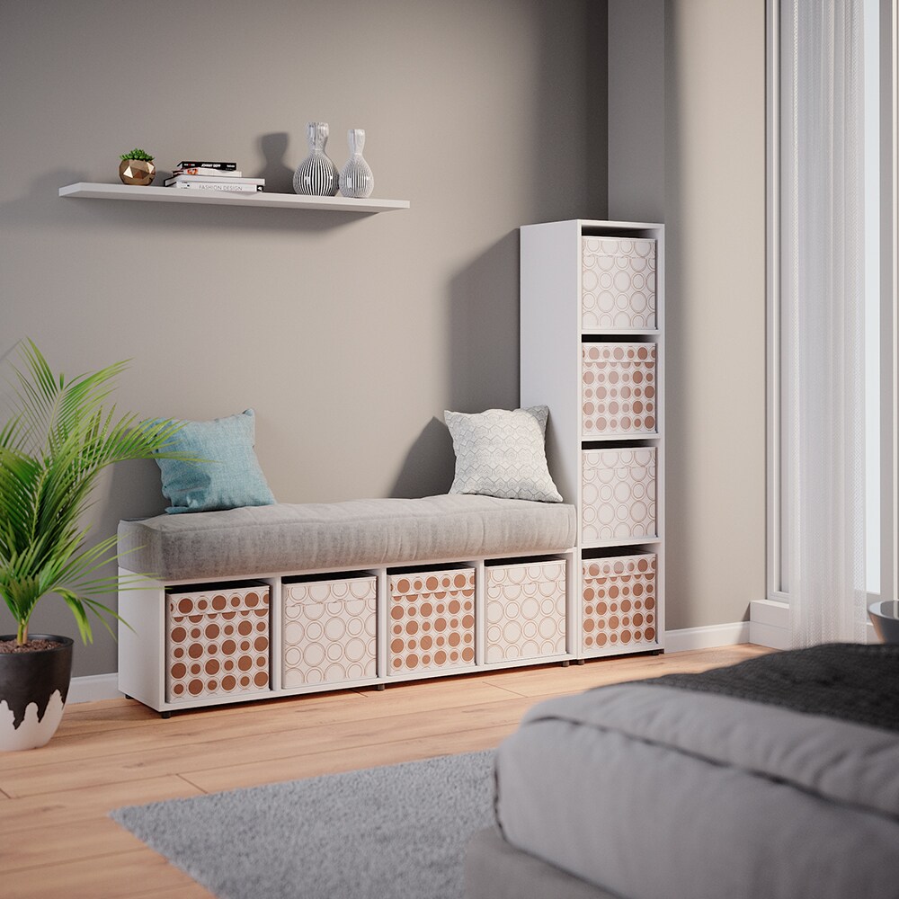 Vicco Raumteiler Würfelregal Standregal Ludus Weiß Faltbox Wohnzimmer Regal 36x145 cm modern Ablage 4 Fächer Dekoregal Ordnerregal Aufbewahrung