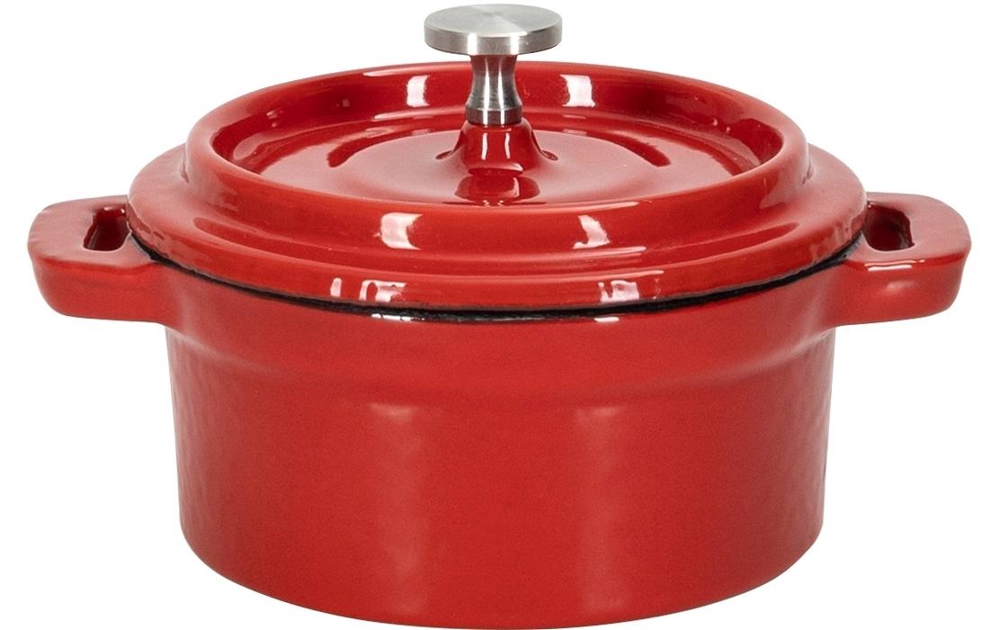 Bräter Rund, 10 cm, Rot/SchwarzGussbräter mit Deckel