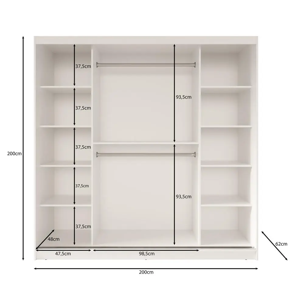 Meubella - Kledingkast Fessaro - Wit - 200 cm