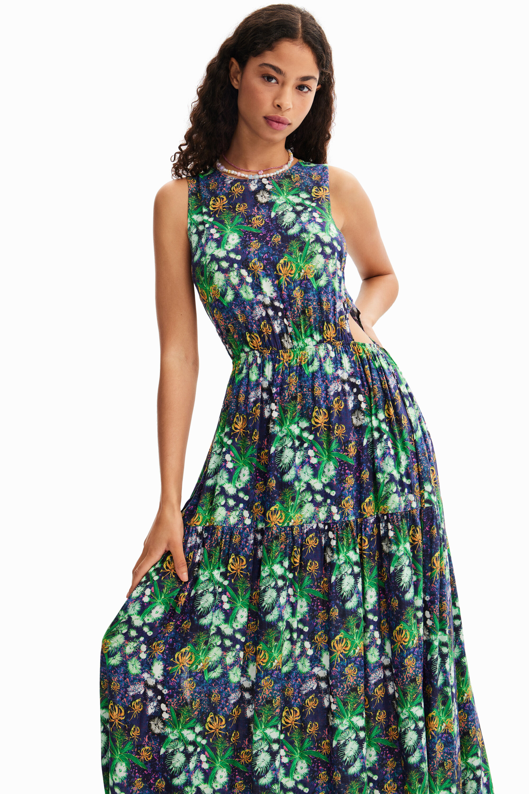 Robe longue découpes nature