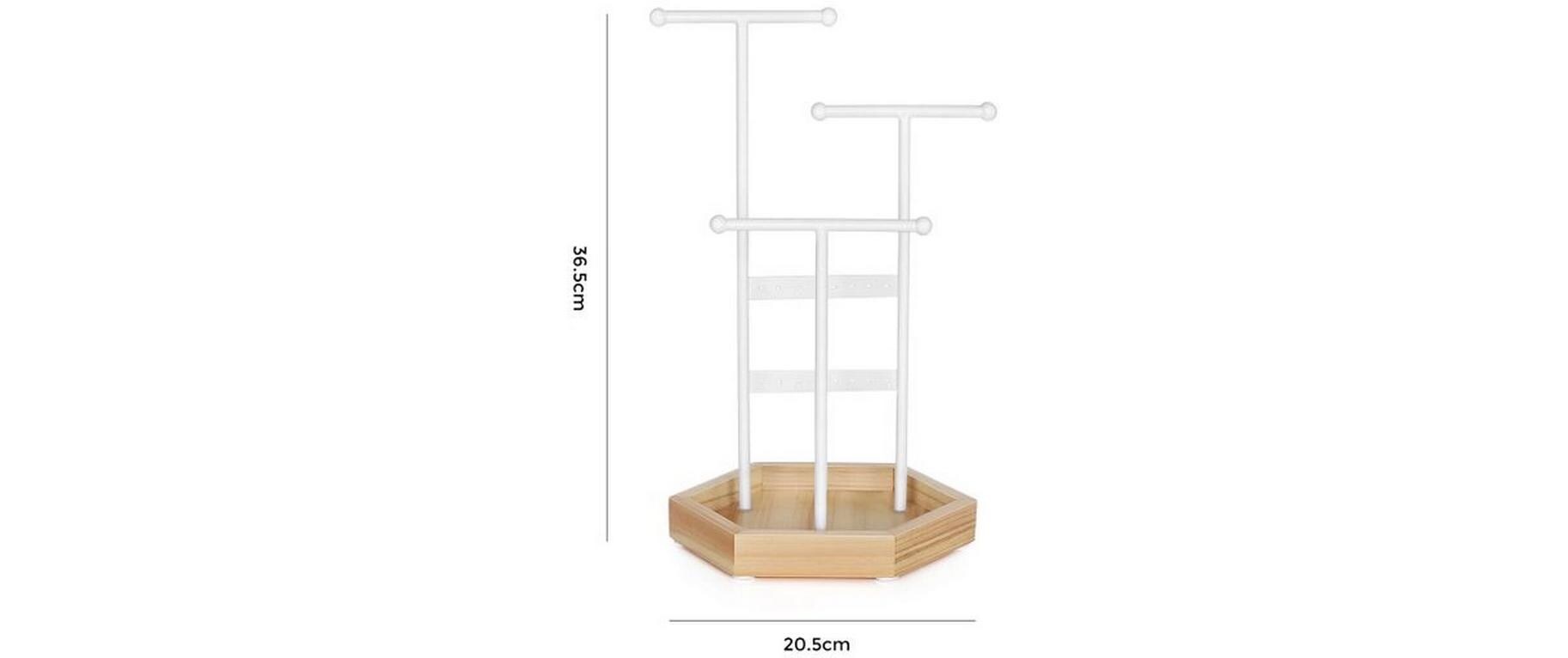 Schmuckhalter 36 cm, Weiss-NaturSchmuckständer mit Schale