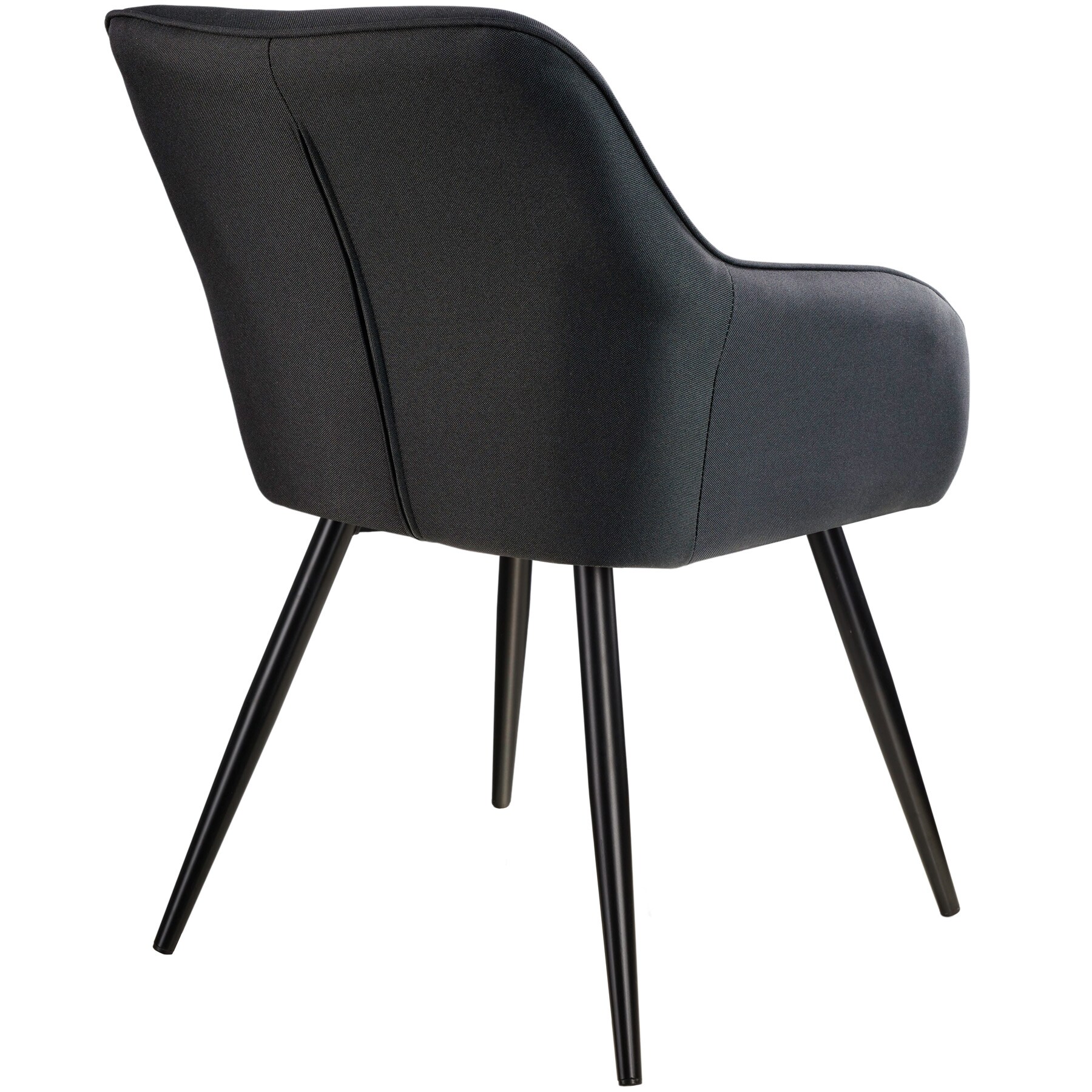tectake® 4er Set Esszimmerstuhl, gepolstert, in Leinenoptik, schwarze Stahlbeine, 58 x 62 x 82 cm