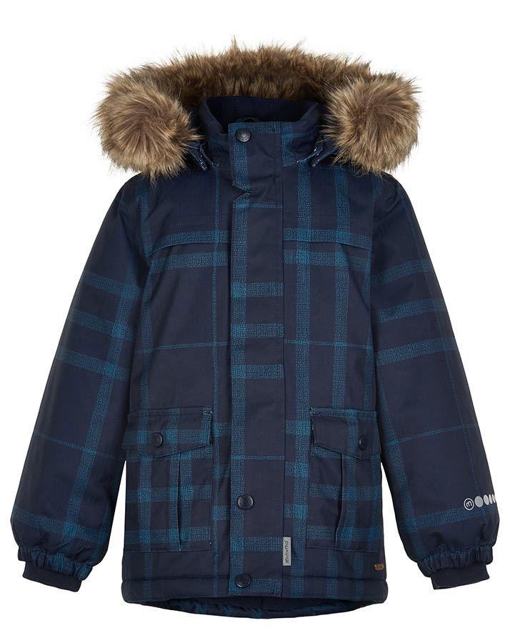 Schneejacke MUSTER mit Kunstfellbesatz in bluesteel