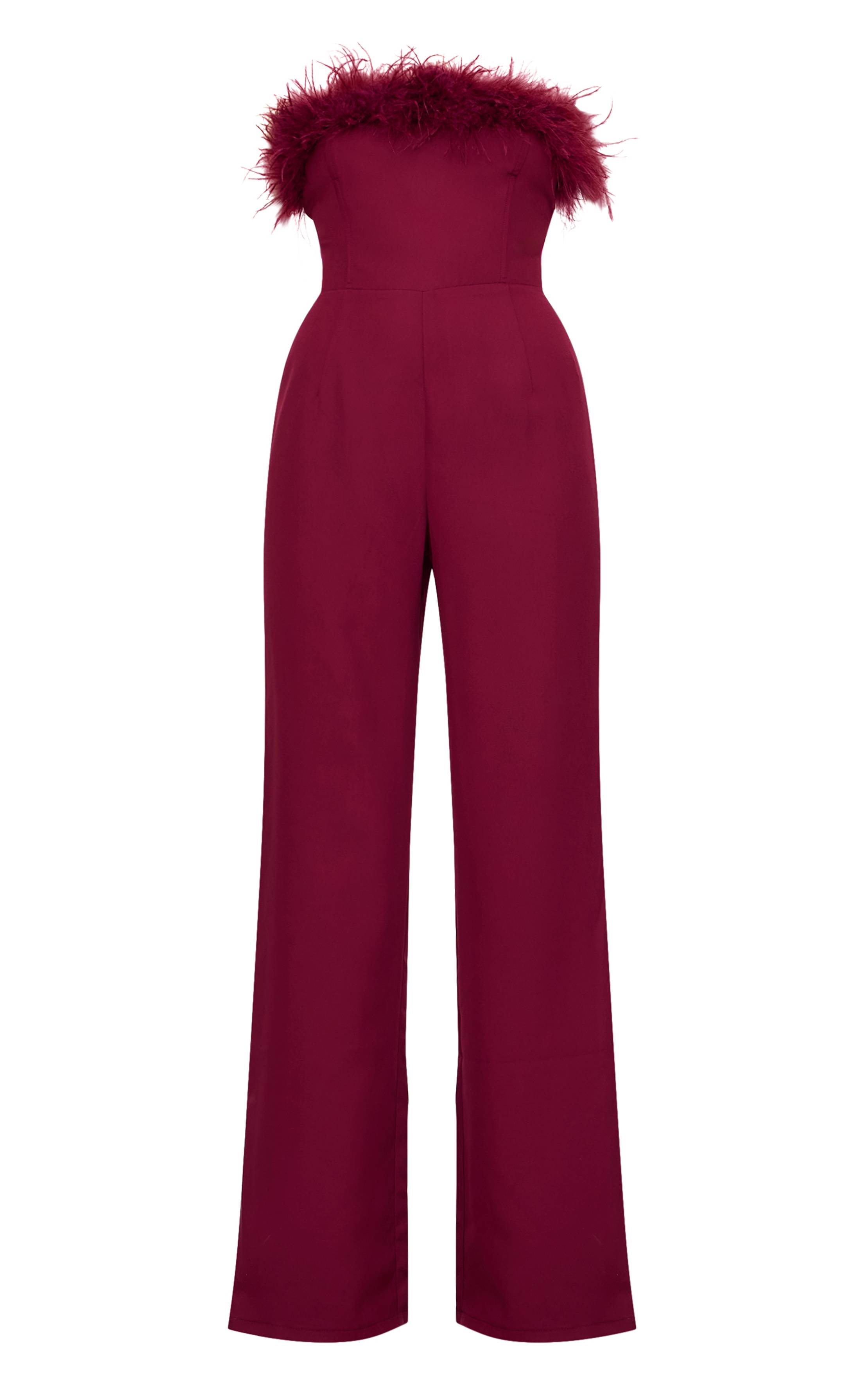 Rouge Bordeaux Combinaison-pantalon Jambe Droite Bandeau En Synthétique