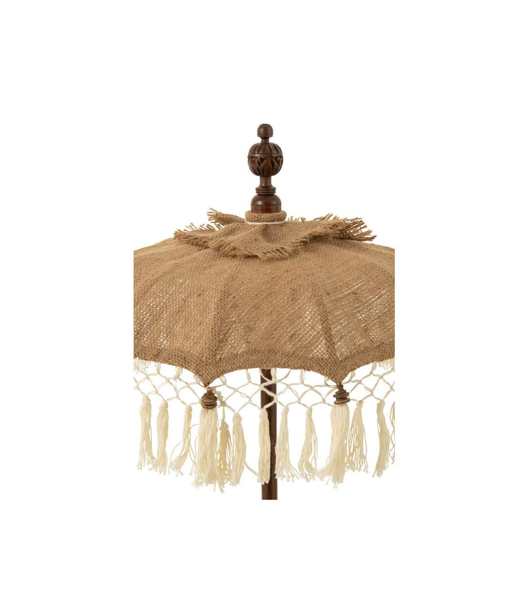 Paris Prix - Parasol Déco En Jute pompons 87cm Beige