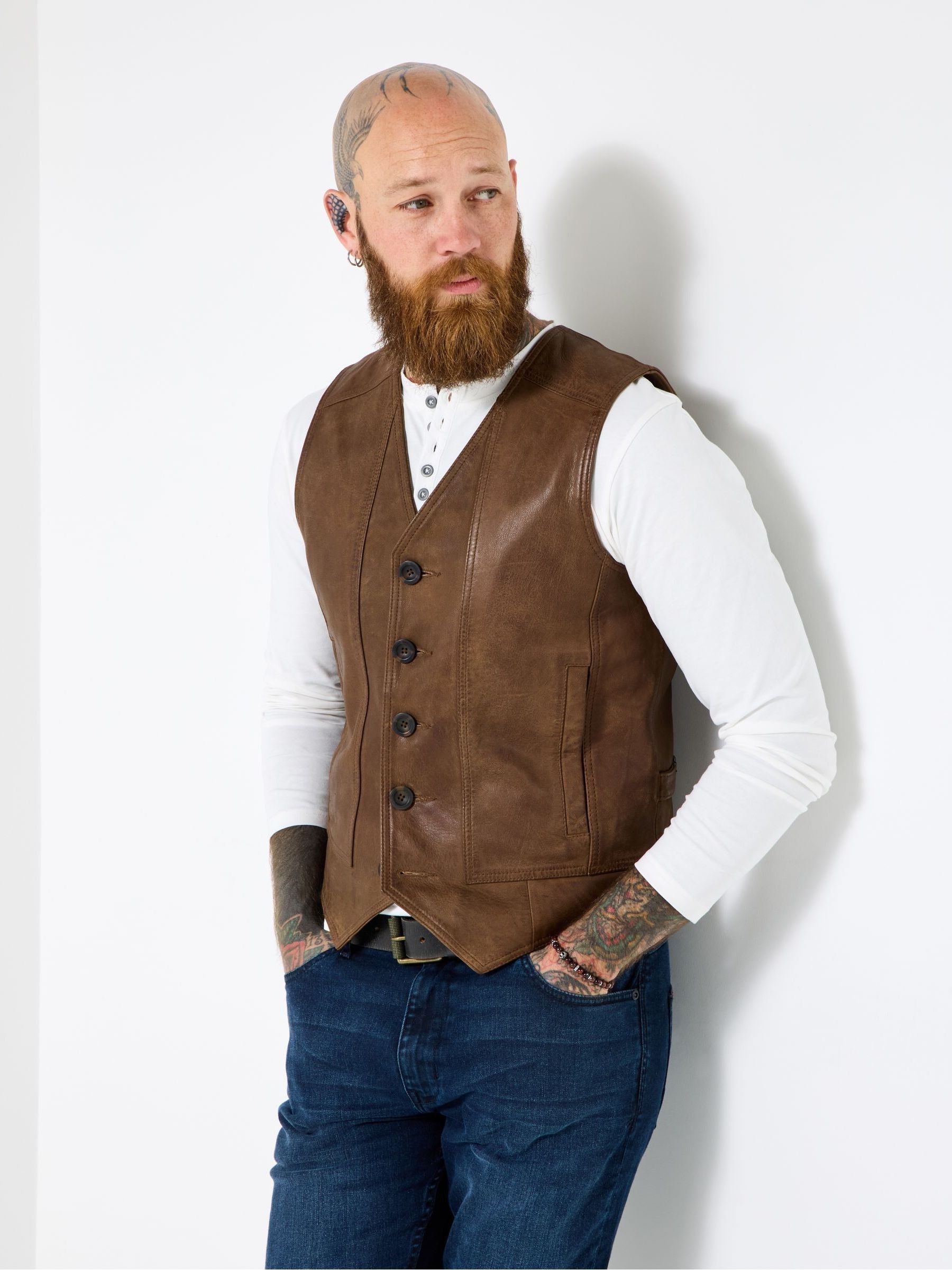 Joe Browns Button-Up Leather Waistcoat