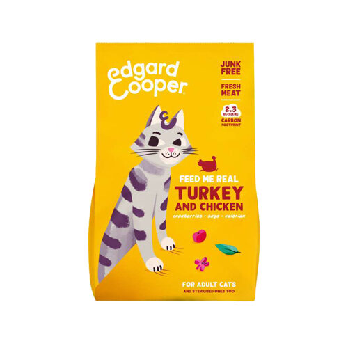 Edgard & Cooper Adult Cat - Vrije Uitloop Kalkoen en Kip - Kibbles