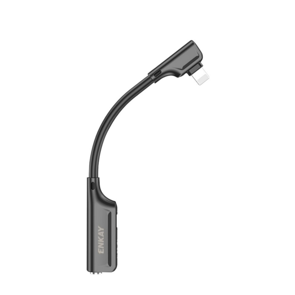 (6cm) 2in1 Lightning auf 3.5mm Klinke   Lightning Audio Musik Kopfhörer Lade Adapter Splitter - Schwarz