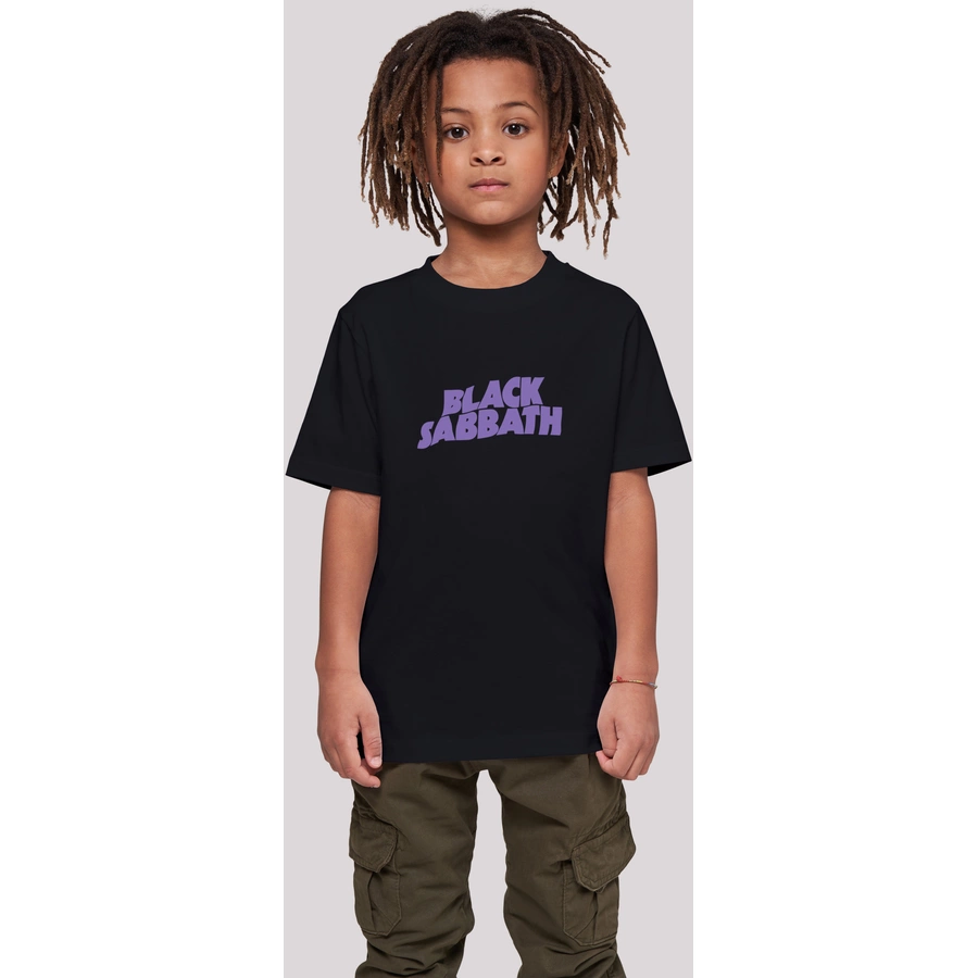 F4NT4STIC T-Shirt Black Sabbath Heavy Metal Band Wavy Logo Black schwarz