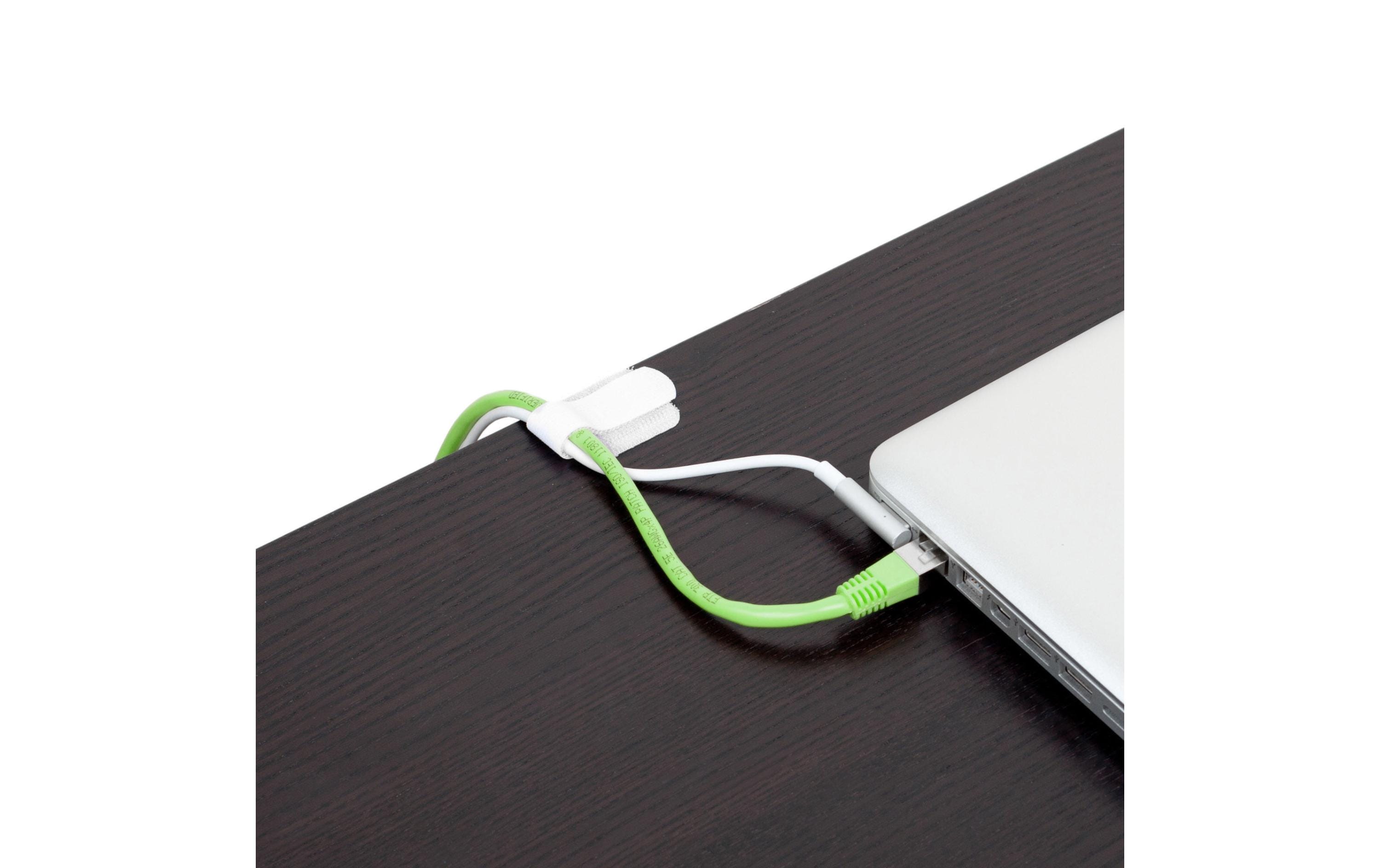 Klettkabelhalter WALL STRAPS 3 x 9 cm Weiss, 10 StückOrdnung statt Kabelsalat: Kabelhalter selbstklebend mit Klettverschluss