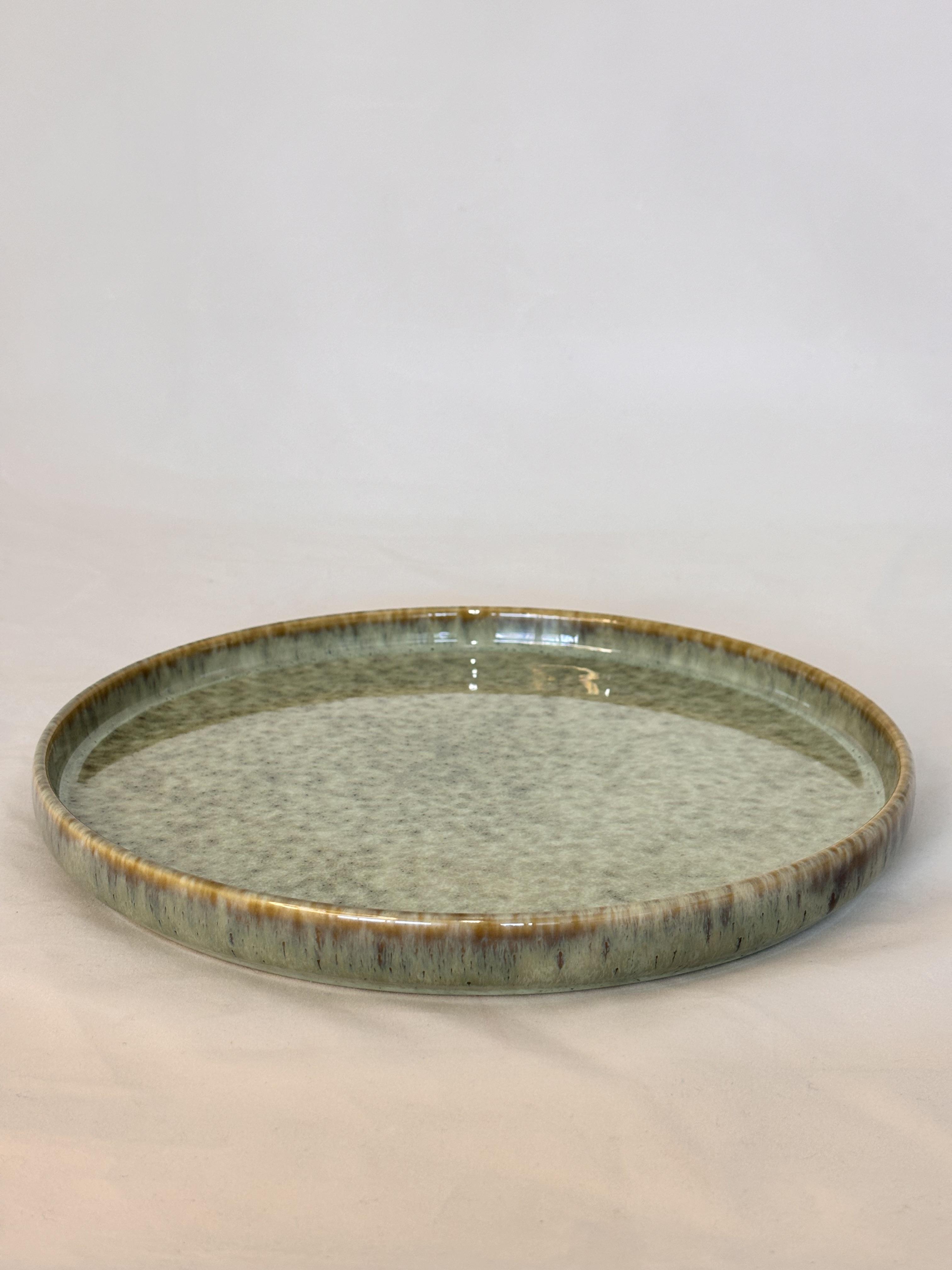 ASSIETTE DESSERT VERT PORCELAINE EMAIL REACTIF 20CM