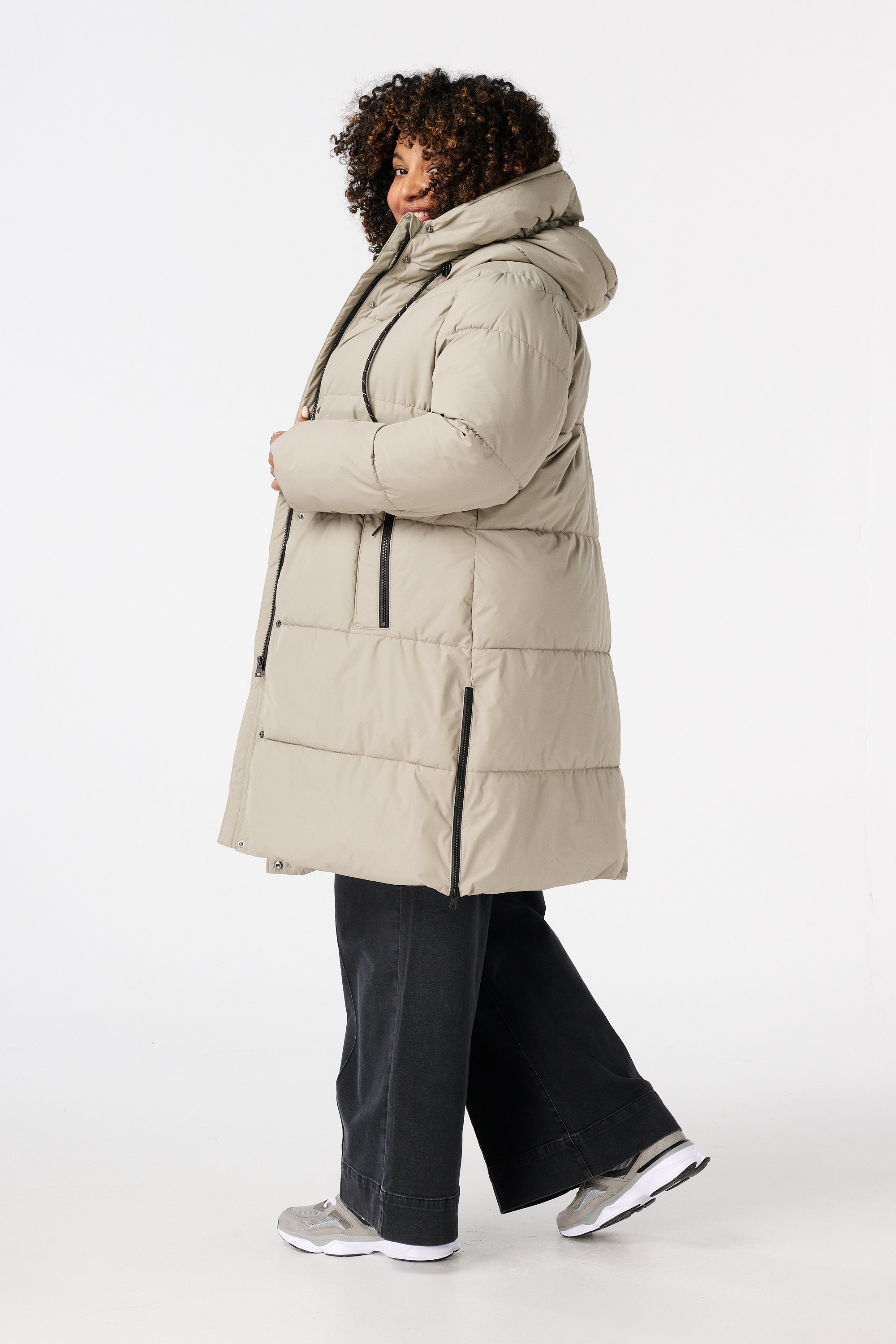 Jas met capuchon Licht khaki
