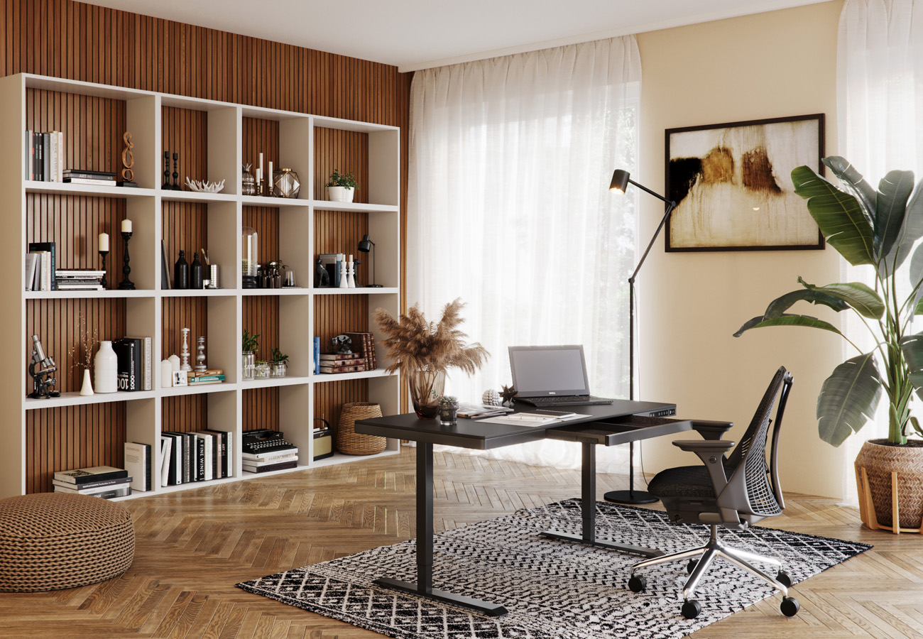 Stehpult elektrisch mit Schublade schwarz 120 x 60 cm