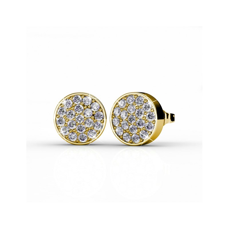 Boucles d'oreilles Round - Doré et Cristal