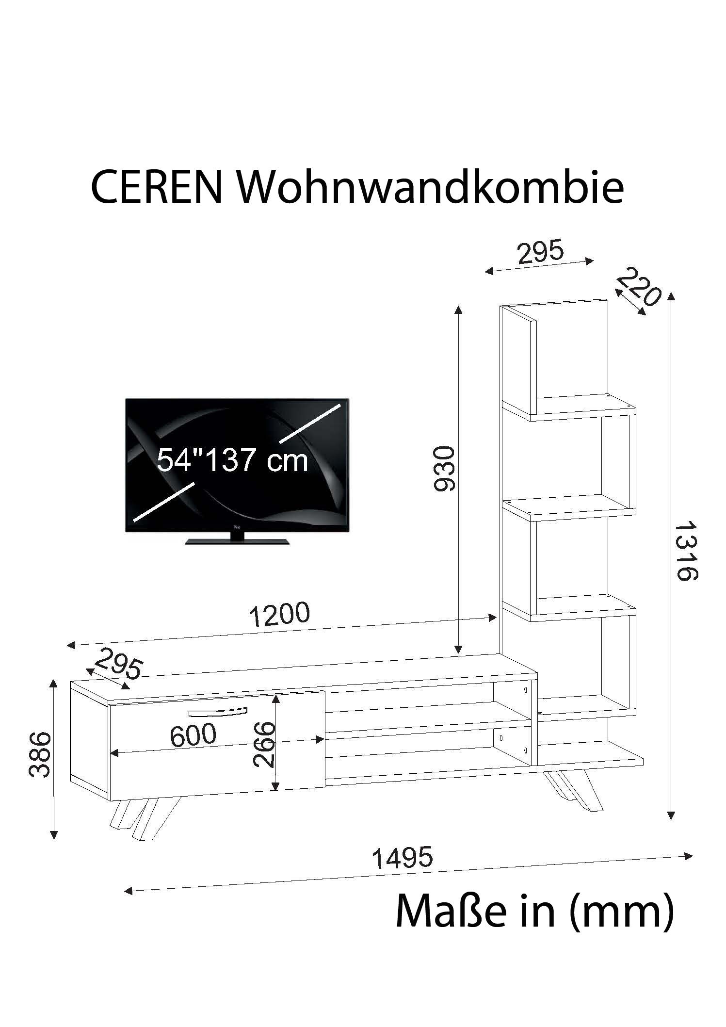 Wohnwand Ceren Weiß Cordoba
