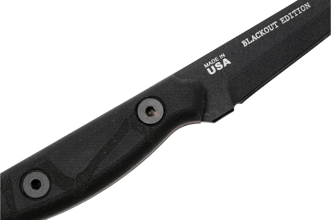 TOPS Knives El Pionero ELPO-02, 1095 Black Traction, Black Linen Micarta, Blackout Edition, vaststaand mes, Ed Calderon design