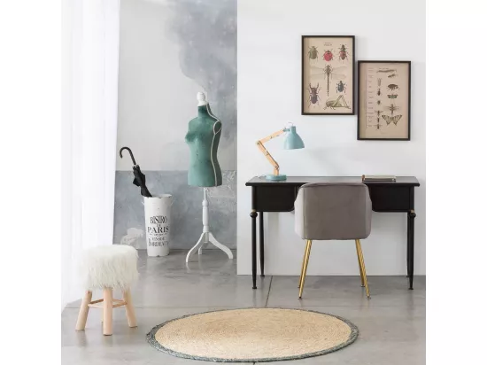 Mannequin en bois et mousse habillé de tissu bleu 24x37,5x168h