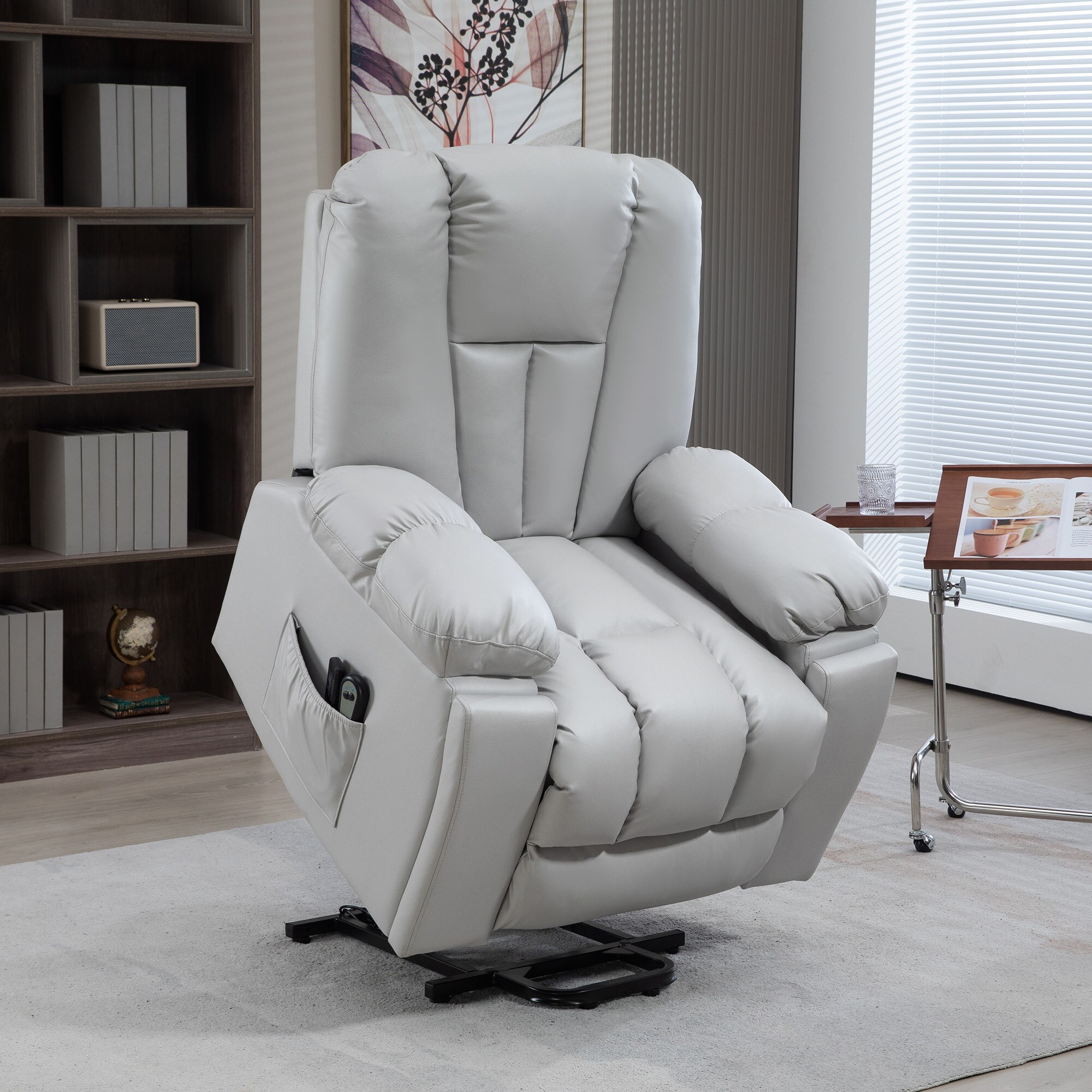 HOMCOM Fernsehsessel mit Aufstehhilfe grau 94L x 96B x 106H cm