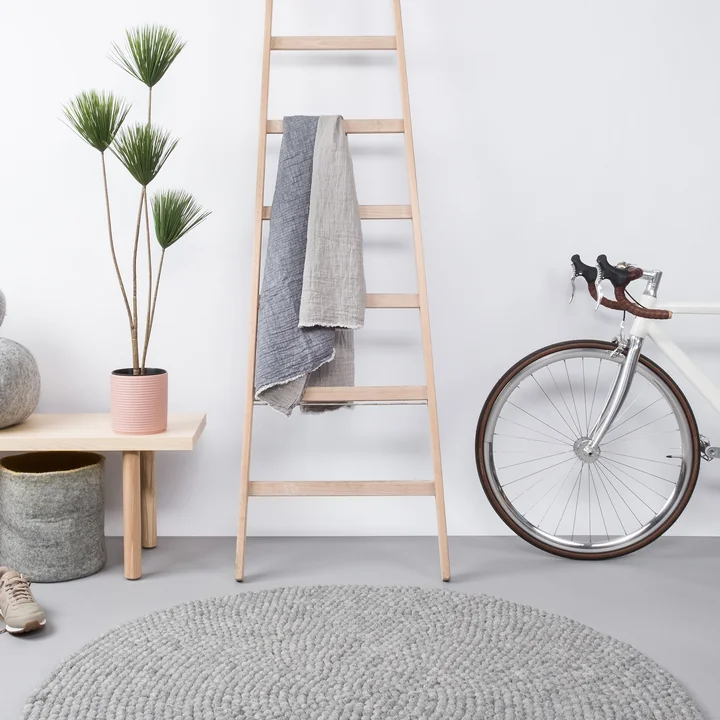 myfelt - Carl Filzkugelteppich, Ø 90 cm, grau meliert