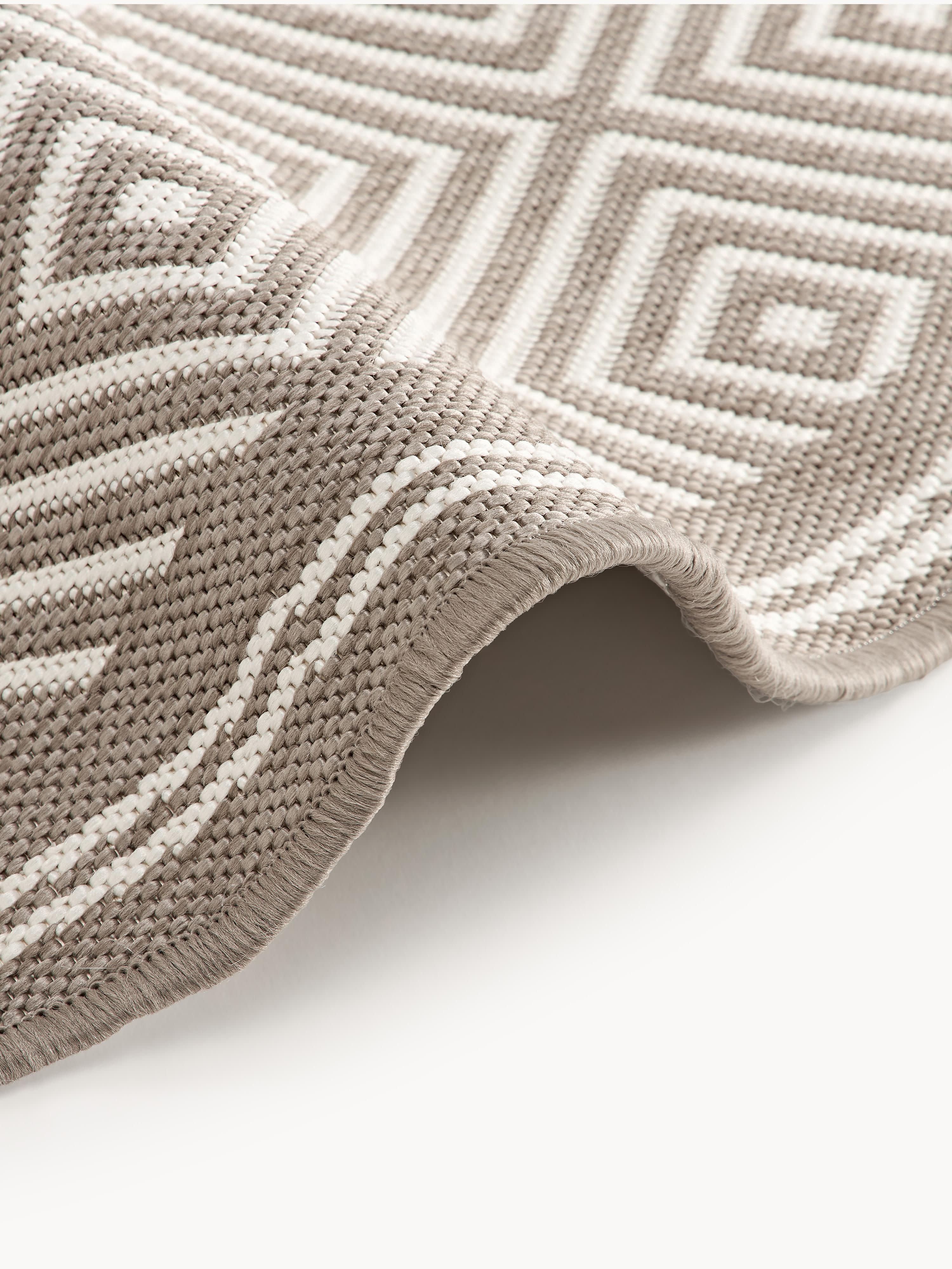 Ronde outdoor dubbelzijdig vloerkleed Reddy met ruitjesmotief