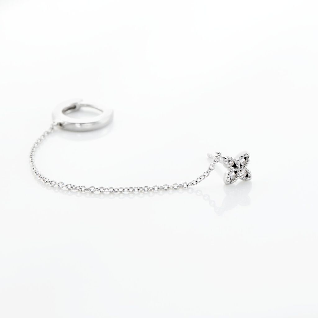 Bijou D'oreille Unitaire Argent Blanc Gosse Oxydes De Zirconium