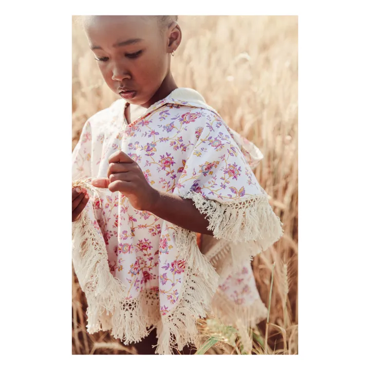 Louise Misha Poncho de bain Mael en coton bio | Crème