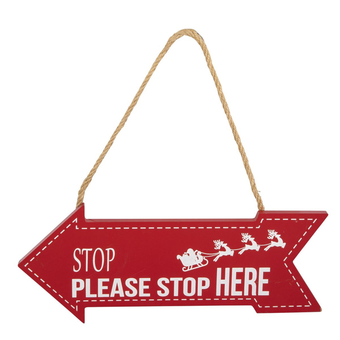 Dekoschild - Please stop here - rot/weiß - ca. 28 x 30 cm