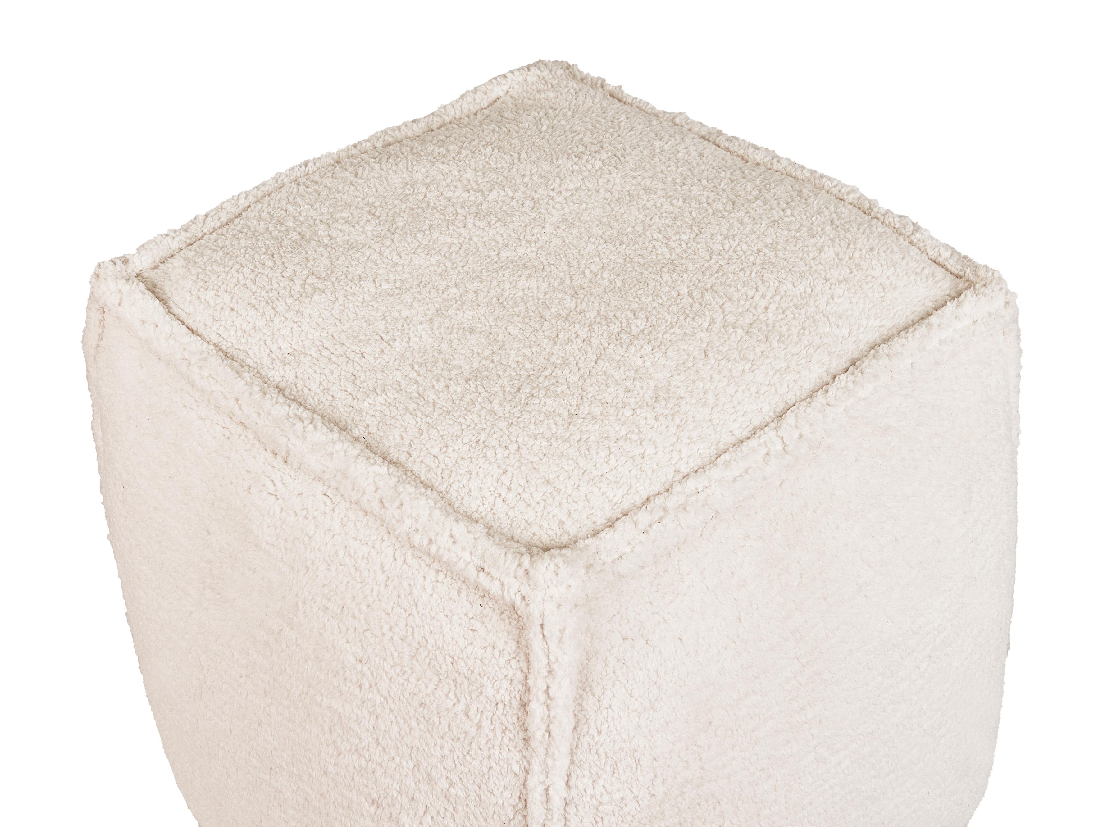 Poef ALIPUR Bouclé Lichtbeige