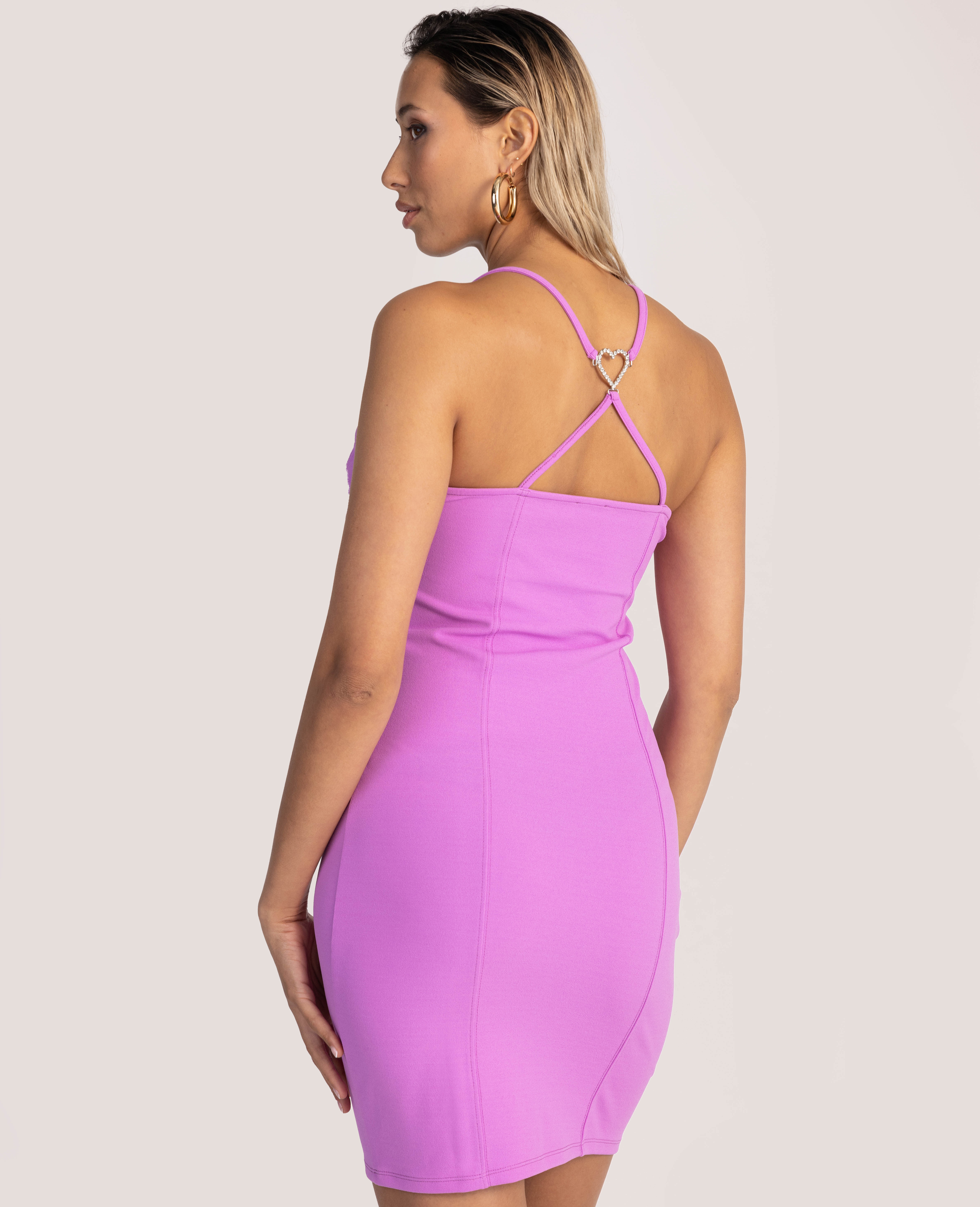 Robe courte avec cœur strass - Violet