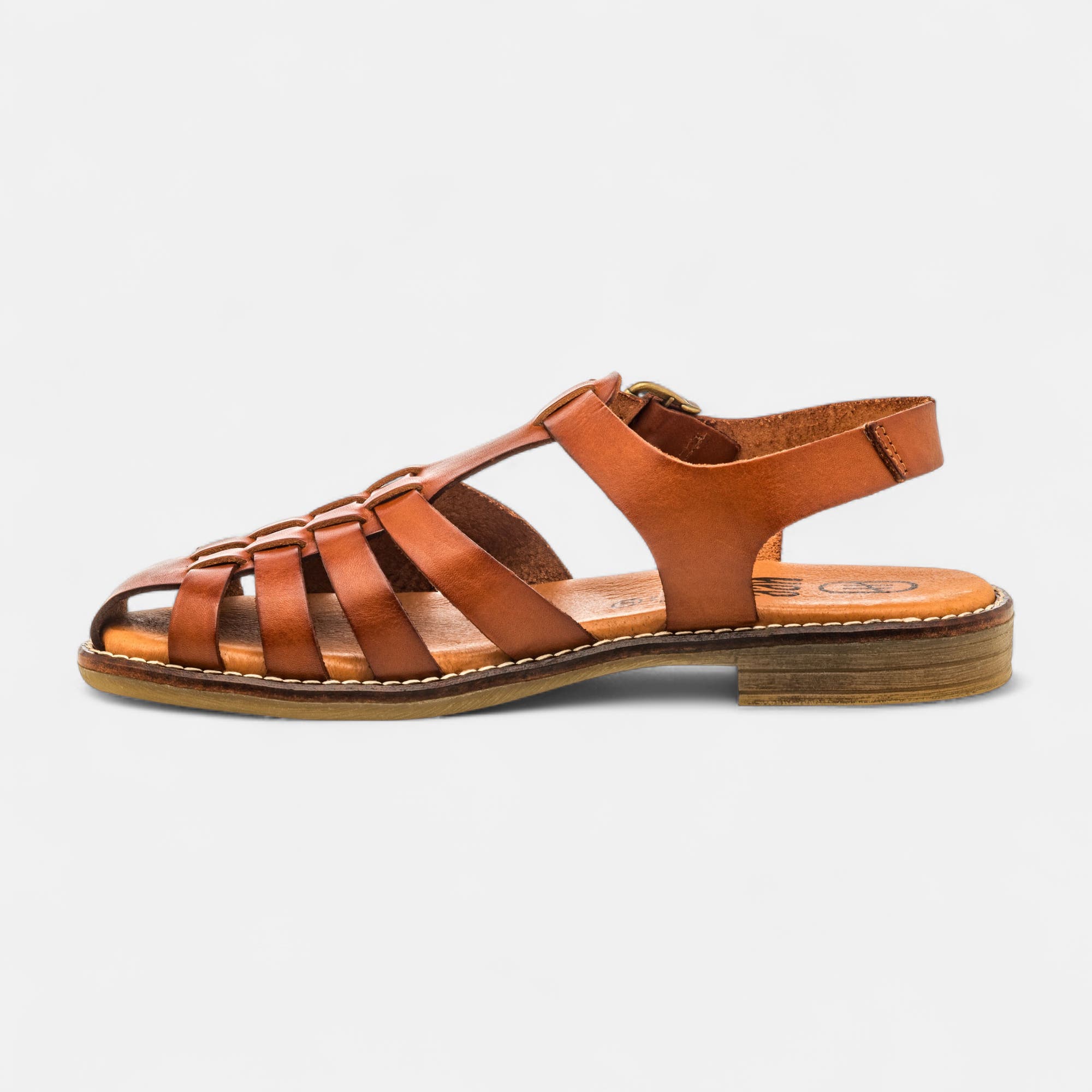 Nu-pieds Femme en cuir cognac