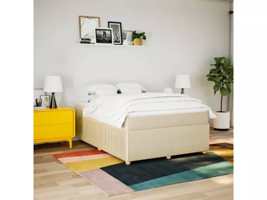 Sommier à lattes de lit avec matelas Crème 160x200 cm Tissu