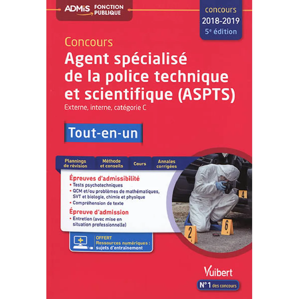 Concours agent spécialisé de la police technique et scientifique (ASPTS) : externe, interne, catégorie C : tout-en-un, concours 2018-2019 · Occasion