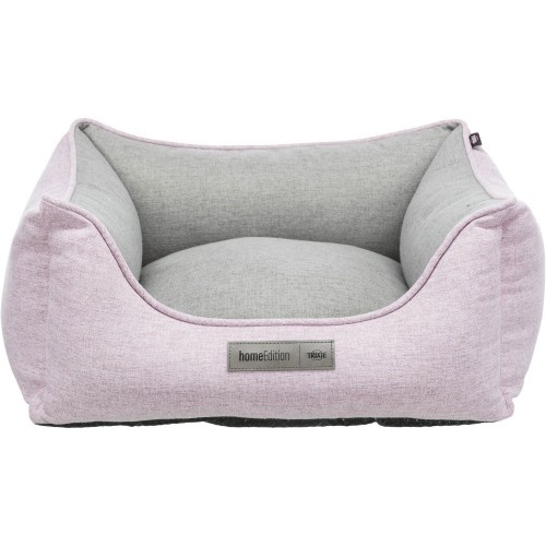 Cama de lona rosa e cinza Trixie para cães.